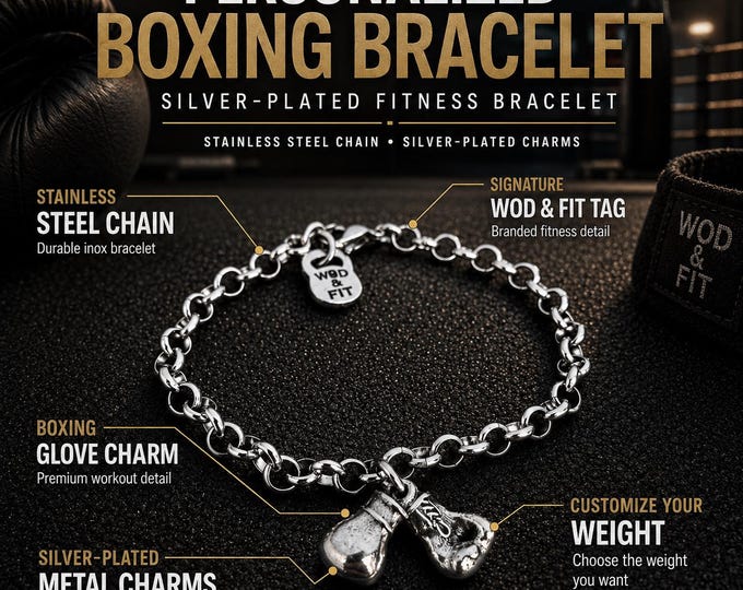 Boxing Glove Bracelet, Fighter Gift, Boxing Jewelry, Motivation Bracelet for Boxer and Coach, Personalized Bracelet, athlete gift Wod & Fit