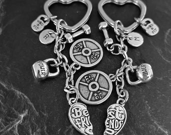 Set 2 Gym Keychains Best Friends POWER Kettlebell · Girlfriends Gifts· BFF Gifts ·Engagement gifts ·Sisters Gift · Mom Gift · GYM ·Wod & Fit