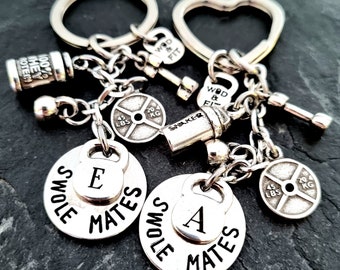 Couple Keychain Swole Mates Shaker 100% Whey · personalized gift · Bff Gifts · anniversary gifts · anniversary gift · Fitness Gift·Wod & Fit