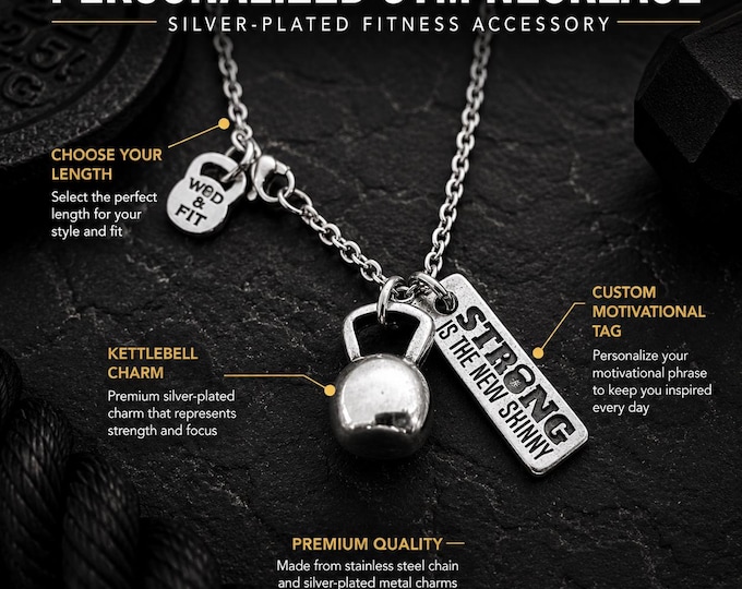 Gym Necklace Kettlebell Personalized gift · Girlfriend Gift · Fitness Necklace · Bff Gifts · Wife Gift · Mom Gift · Sister Gift · Wod & Fit