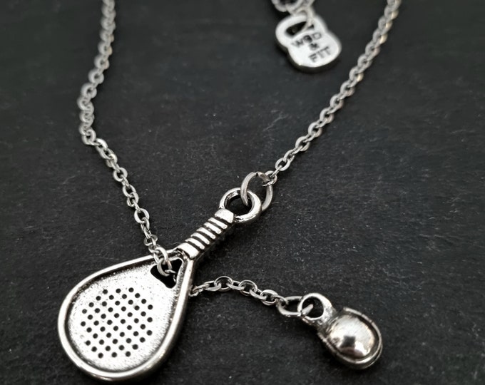Paddle Tennis Necklace with Ball Gift for Padel Lovers -Paddel Racket· Paddel Tennis gift - Girlfriend Gif · Mom Gift ·Wife Gifts ·Wod & Fit