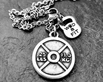 Gym Necklace Weight Plate 25lbs Workout Gifts · weight lifting · Bodybuilding ·Gym Gifts ·Powerlifter · Fitness Gift · Mom gift · Wod & Fit