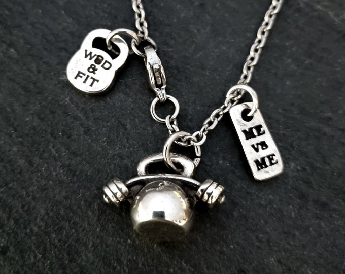 Gym Necklace Kettlebell Bent Barbell ME vs ME · Regalo entrenador · Fitness gifts · Gym Gifts· Bodybuilding · Crosstraining · GYM ·Wod & Fit