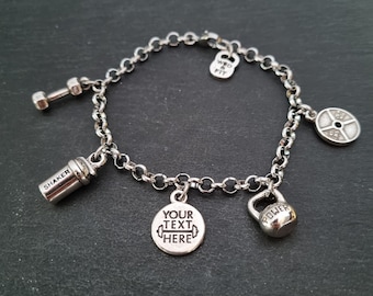 Personalized Bracelet Fitness Life Protein Shaker Motivation · BBF Gifts · Girlfriend Gift · Gym Bracelet · Custom Bracelet · Wod & Fit