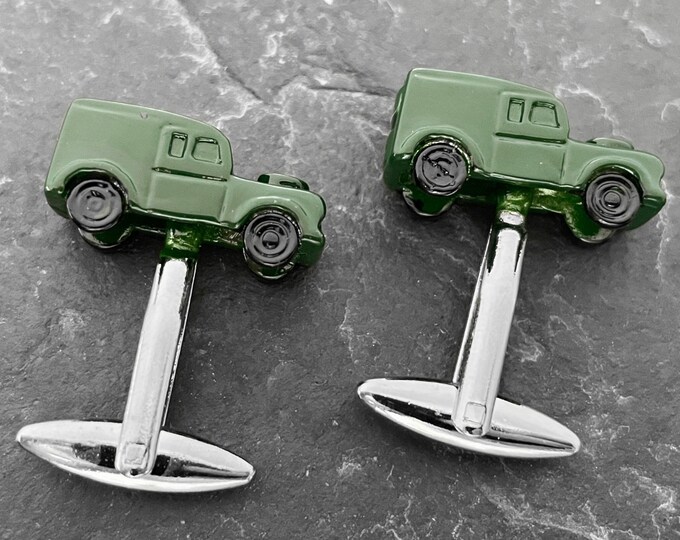 Cufflinks Offroad Green -Off Road Gift -Defender- Wedding Gift - Land Rover - wedding cufflinks · Gift for Dad ·gift for him ·mens cufflinks