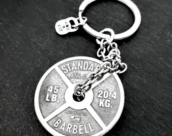 Gym Keychain Dip Belt Chain Weightlifting· Weight Plate 45lbs· Boyfriend Gift · Dad Gift · Men Gift ·Bff Gifts·Bodybuilding Gift · Wod & Fit