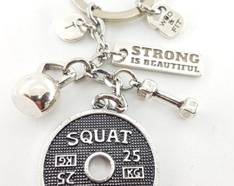 Custom Keychain · Squat Clean Workout · Personalized Gift · bff Gifts · Girlfriend Gift · Mom Gift · Daughter Gift · Birthday gift·Wod & Fit