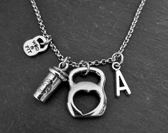 Gym Necklace Coffee and Weight - Initial Necklace -coffee lovers  Workout Gifts t · Gym Gifts · Bodybuilding · Crosstraining · Wod & Fit