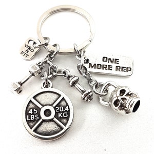 Personalized Keychain Gym Fran Workout · Skull Kettlebell · Boyfriend Gift · Custom Gift · Mens gift · Girlfriend Gift · Sport ·Wod & Fit