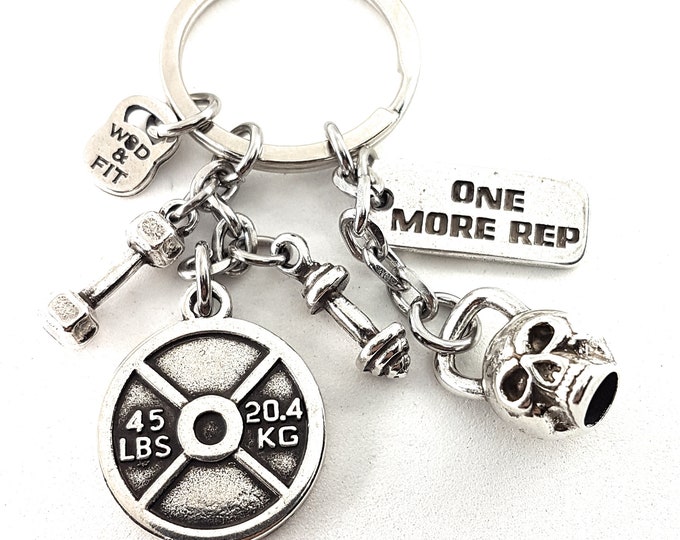 Personalized Keychain Gym Fran Workout · Skull Kettlebell · Boyfriend Gift · Custom Gift · Mens gift · Girlfriend Gift · Sport ·Wod & Fit