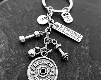 Gym Keychain BELIEVE IN YOURSELF Gym Gift · Custom gift · Gym Gifts · Workout Gifts · Motivation · Fitness · initial Gift · Sport Wod & Fit