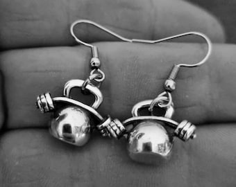 Kettlebell Earrings Bent Barbell Workout Gifts · Gym Gifts · Girl Earrings · Fitness Gift· Girl power Earrings · girlfriend gift · Wod & Fit