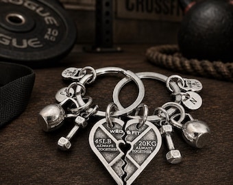 Couples Gift Gym Keychain HEART Weight Plate Always Together · Custom Gift · Bff Gifts · Girlfriend Gift · Engagement gifts · GYM ·Wod & Fit