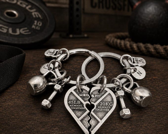 Couples Gift Gym Keychain HEART Weight Plate Always Together · Custom Gift · Bff Gifts · Girlfriend Gift · Engagement gifts · GYM ·Wod & Fit