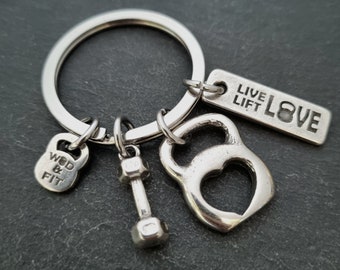 GYM Keychain Kettlebell Heart Personalized Gift · Girlfriend Gift · Mom Gift · Bff Gift · Sister Gift · Custom Gift · Motivation ·Wod & Fit