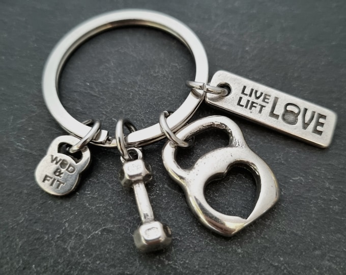 GYM Keychain Kettlebell Heart Personalized Gift · Girlfriend Gift · Mom Gift · Bff Gift · Sister Gift · Custom Gift · Motivation ·Wod & Fit