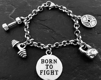 Custom Bracelet Fitness Life Barbell · Personalized Gift · Girlfriend Gift · Bff Gifts · charm bracelet · Coach Gift · Mom Gift · Wod & Fit