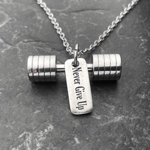 Gym Necklace Strongman Gym Gifts ·Custom Necklace ·Barbell Necklace - Power Lifting - Bodybuilding -Weight Lifting - Crosstraining Wod & Fit