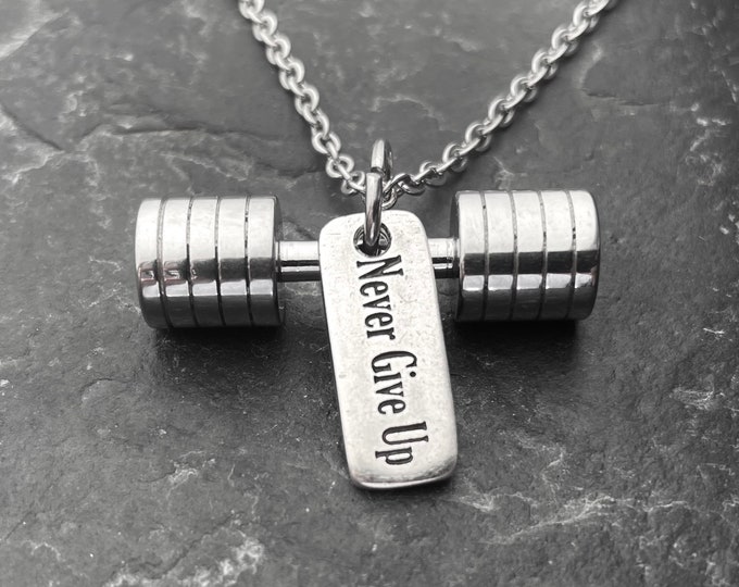 Gym Necklace Strongman Gym Gifts ·Custom Necklace ·Barbell Necklace - Power Lifting - Bodybuilding -Weight Lifting - Crosstraining Wod & Fit