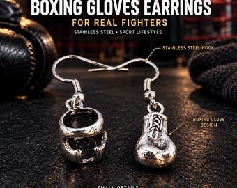 Boxing Gloves Earrings, Unique Boxer Gift for Women, Female Fighter, Coach, Trainer, Athlete or Boxing Lover and Combat Sports Fan Gift