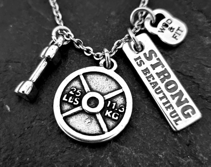 Gym Custom Necklace Weight Plate 25lbs · Personalized Gift · Mom Gift · Custom Gift · Gym Gifts · Bodybuilding · Crosstraining·GYM Wod & Fit
