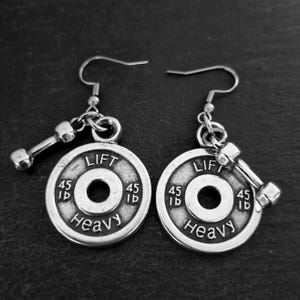 Fitness Inspired Barbell Earrings for Bodybuilders and Weightlifters - Gym Jewelry · Gym Rat ·Jewelry for Strong Women · Gym Gift  Wod & Fit
