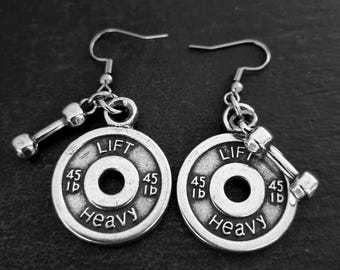Fitness Inspired Barbell Earrings for Bodybuilders and Weightlifters - Gym Jewelry · Gym Rat ·Jewelry for Strong Women · Gym Gift  Wod & Fit