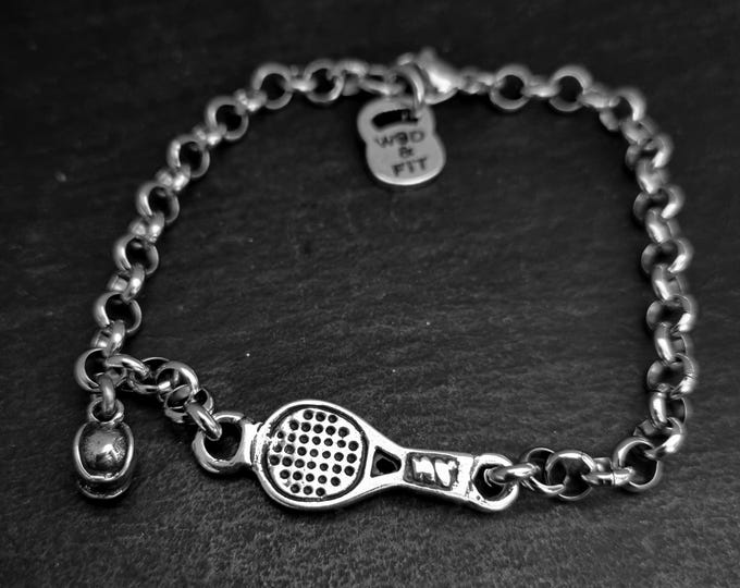 Pulsera Pádel Pala y Letra Inicial - Regalo Pádel - Jugador de Pádel- Joyas Padél · Regalo Amantes del Pádel - Collar Unisex- Wod & Fit