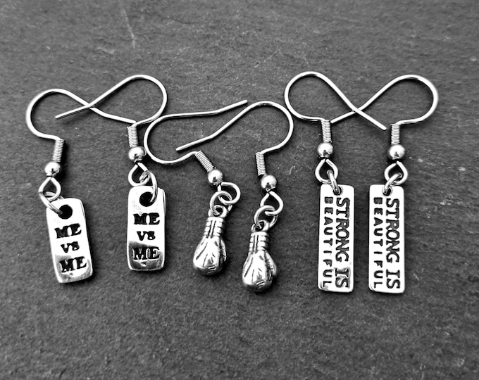 Boxing Earrings SMALL Boxing Gloves · Boxing Gift · Strong Is Beautiful · Me vs Me - Boxing Gift - Boxing Loves · Motivation Gift ·Wod & Fit