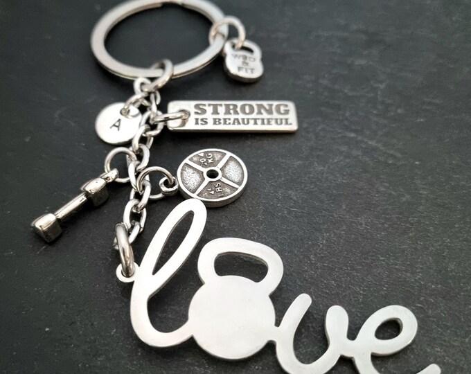 Custom Keychain LOVE Kettlebell · Gym gifts · Name Gift · Gym Motivation · GYM Coach gift · Girlfriend Gift · Personalized Gift ·  Wod & Fit