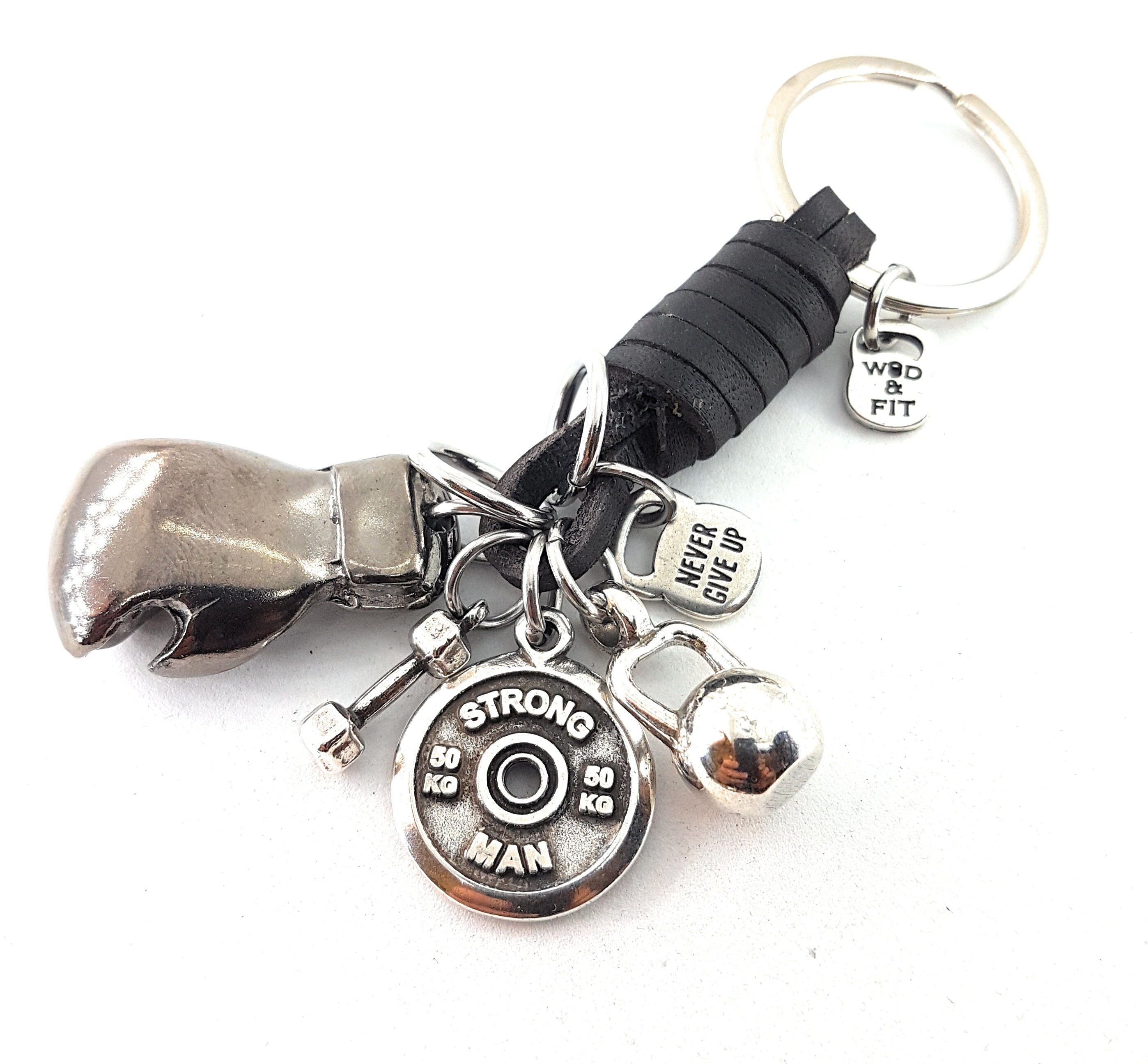 Boxing Glove Keychain Dark BROWN Leather Keychain Boxing Challenge