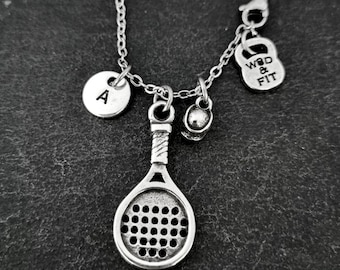 Necklace Padel Tennis Ball and Initial · Gift for Padel Lovers - Paddel Tennis gift - Gift for Paddel - Gift for Paddel Player - Wod & Fit