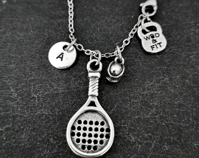 Necklace Padel Tennis Ball and Initial · Gift for Padel Lovers - Paddel Tennis gift - Gift for Paddel - Gift for Paddel Player - Wod & Fit