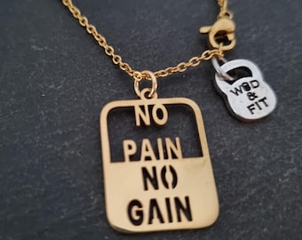 Gym Gift No Pain No Gain Necklace Motivation Custom Gifts · Bodybuilding Gift · Weight Lifting - Fitness Jewels · Coach Gift· Wod & Fit