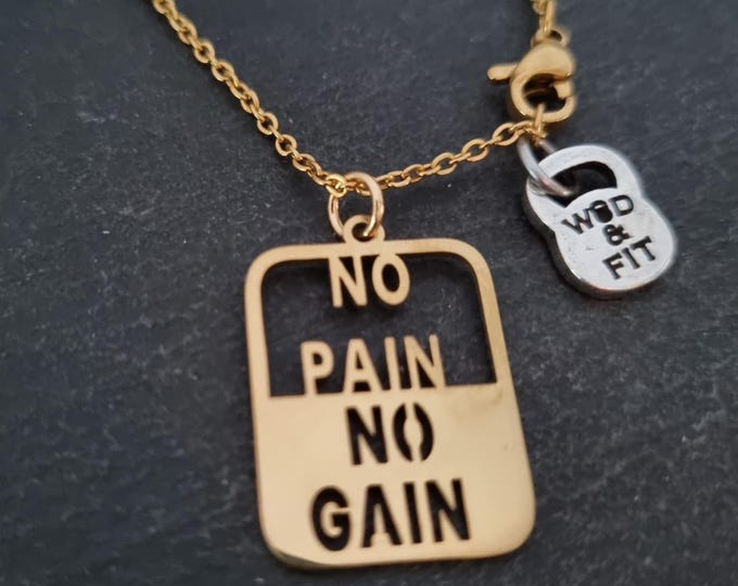 Gym Gift No Pain No Gain Necklace Motivation Custom Gifts · Bodybuilding Gift · Weight Lifting - Fitness Jewels · Coach Gift· Wod & Fit