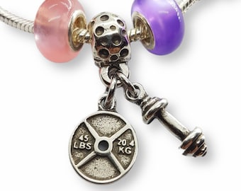 Gym Bracelet Charms Two Weights Necklace Charm · Birthday Gift ·Mom Gift· Girlfriend Gift · Necklace Pendant · Gym Gift ·Bff Gifts Wod & Fit