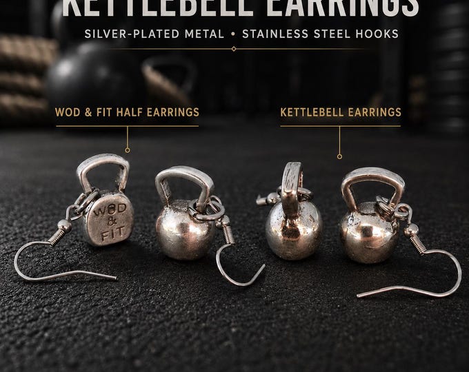 Kettlebell earrings for women, fitness gift for mom, fit girl, gym girl, gym girl, athlete, coach or strong friend · Wod & Fit