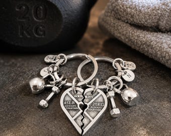 Couples Gift Gym Keychain HEART Weight Plate Always Together · Custom Gift · Bff Gifts · Girlfriend Gift · Engagement gifts · GYM ·Wod & Fit
