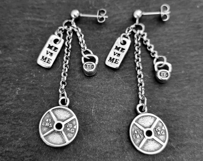 Gym Earrings Weight Plate 45lbs Weight Fitness Jewelry · Weight Lifting ·Gym Gifts· Bodybuilding · Crosstraining · Girl Earrings · Wod & Fit