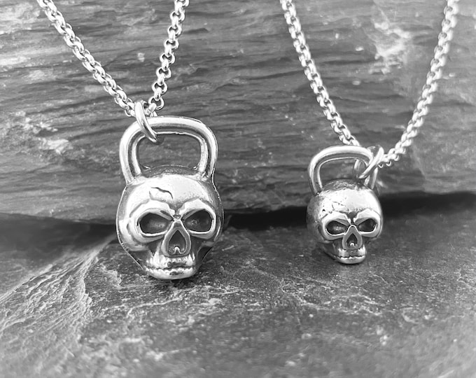 Collar Gimnasio Kettlebell Calavera SKULL Workout · Regalo Fitness · Collar Bodybuilding · Crosstraining· Collar Gym · Joyas GYM·Wod & Fit