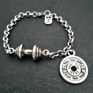Pulsera Gimansio Barra y Disco Personalizado · Pulsera Fitness · Regalo GYM · Weight lifting · Bodybuilding · Regalo Personalizado·Wod & Fit