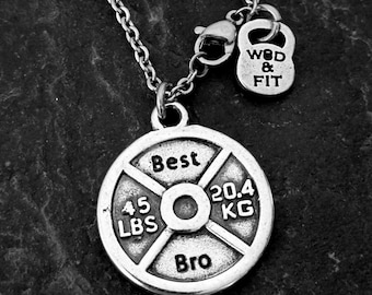 Gym Custom Necklace Weight Plate 45lbs · Gym Gifts · Fitness Gift ·Weight lifting·Bodybuilding · Crosstraining· Handmade jewelry· Wod & Fit