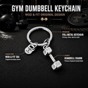 Dumbbell Gym Keyring, Fitness Keychain Gift, Workout Bag Charm, Small Gym Gift for Gym Lover  ·birthday gym gift  Wod & Fit