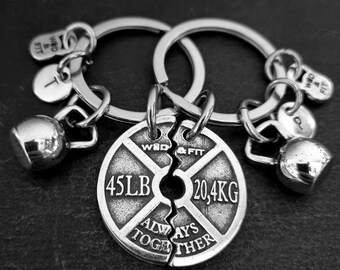 Couple Gym Keyrings Weight Plate Always Together Kettlebell ·  Engagement Gifts · Anniversary Gift · Boyfriend Gift ·fitness gift· Wod & Fit