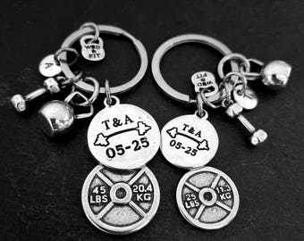 Custom Keychain Gym Weight Plate 25lbs+45lbs · Anniversary gift · Bff Gifts · engagement gifts · Custom Gift · Gym Jewelry·Fitness·Wod & Fit