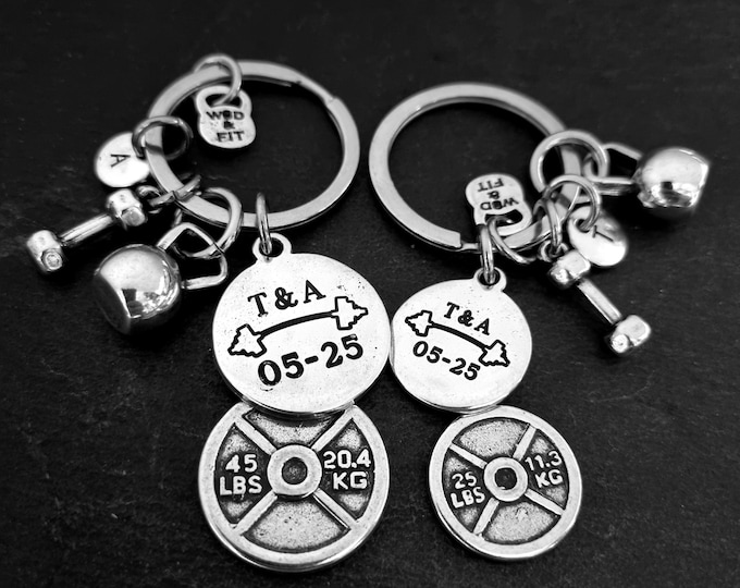 Custom Keychain Gym Weight Plate 25lbs+45lbs · Anniversary gift · Bff Gifts · engagement gifts · Custom Gift · Gym Jewelry·Fitness·Wod & Fit