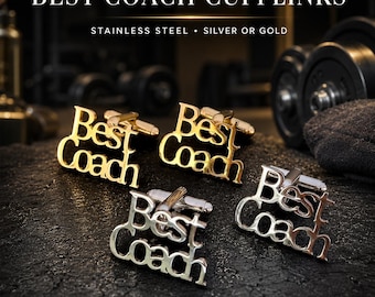 Best Coach stainless steel cufflinks for men, elegant coach gift for trainer, mentor, teacher or sports coach appreciation Wod & Fit