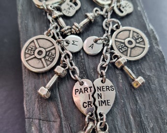 Couples Gym Keychain Partners in Crime Weight Plate 25lbs · Workout Gift · BFF Gift · Sisters Gift · Mom Gift · Couples Keychain · Wod & Fit