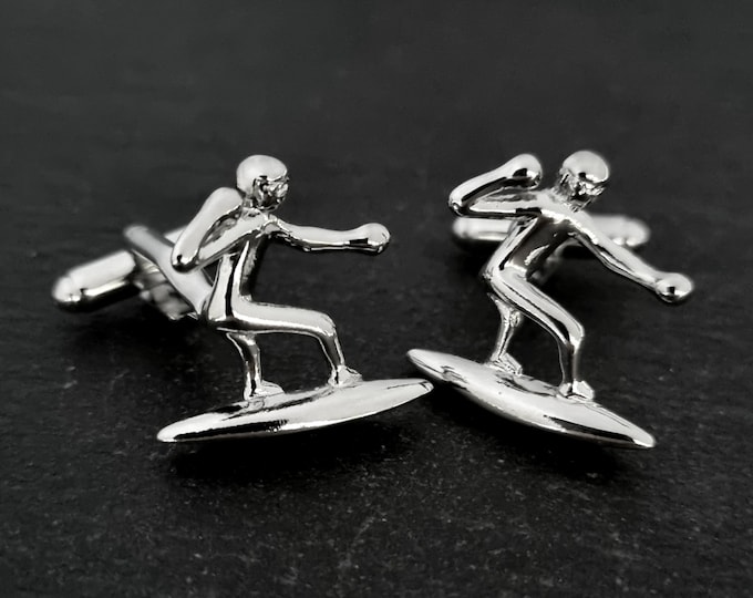 Surfer Cufflinks · Surf Lovers · BFF gift · Dad Gift · Sport gift · gift groom · Surf Gift · Surfer jewelry ·  Surfer Gifts · Wod & Fit