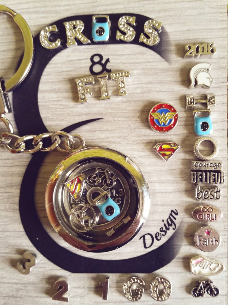 Living Locked Keychain Beast Man-Workout Customize your keychain with your story.Living Locket Fitness-Sport Floating Charms-Floating Locket